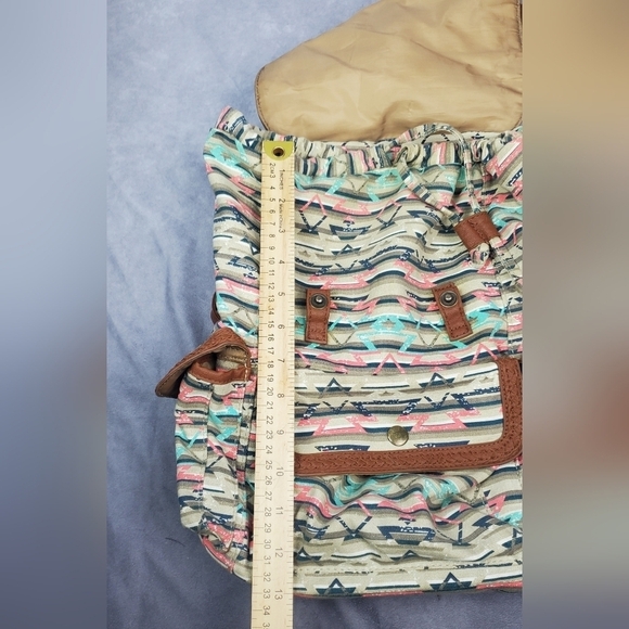 Olsenboye Tribal-Print Cotton ornamented School office College Backpack - Picture 9 of 16